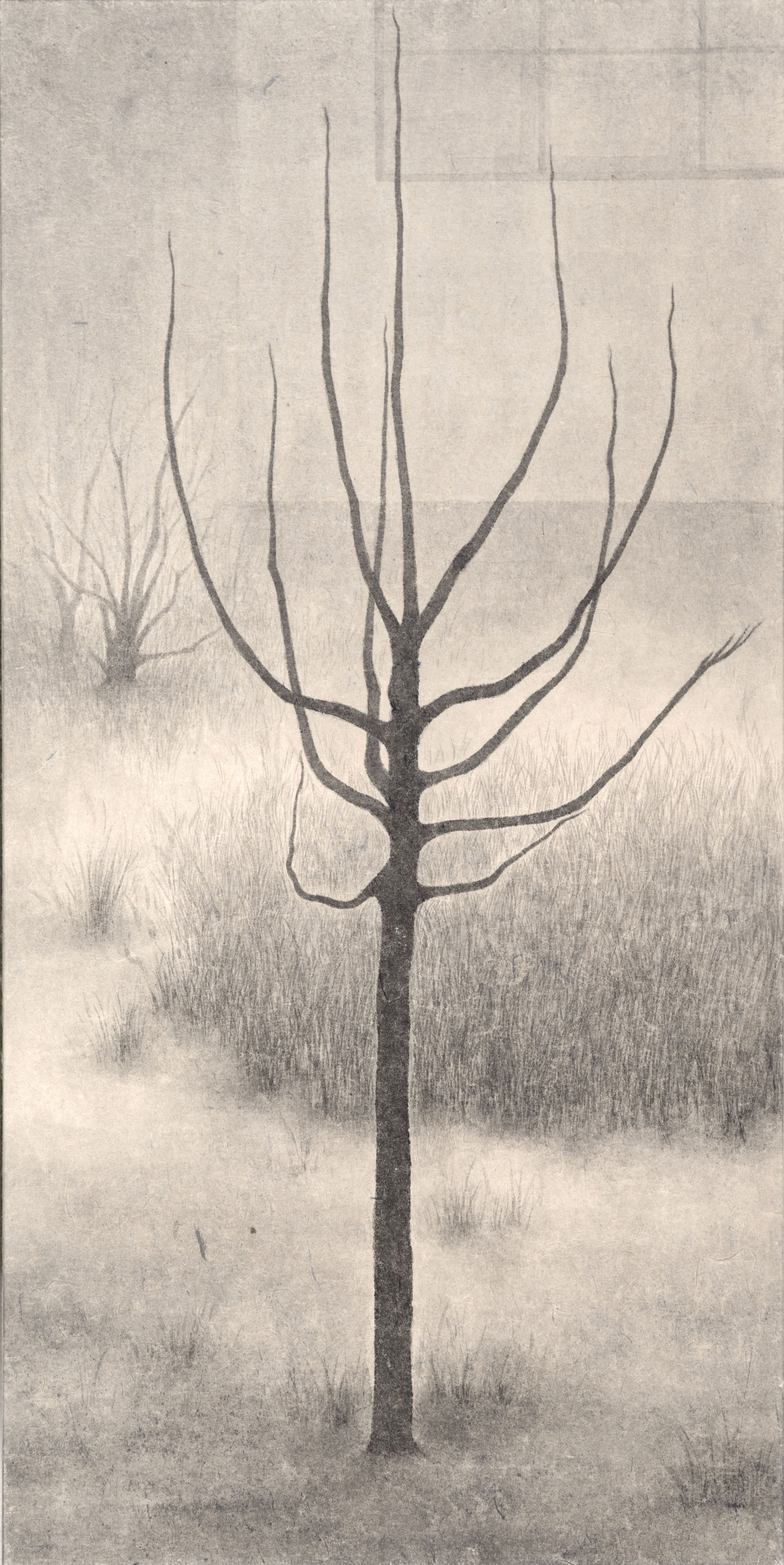 어쩐지, 무서운, 나무,, 2018, 장지에 먹, 60×32.5cm.