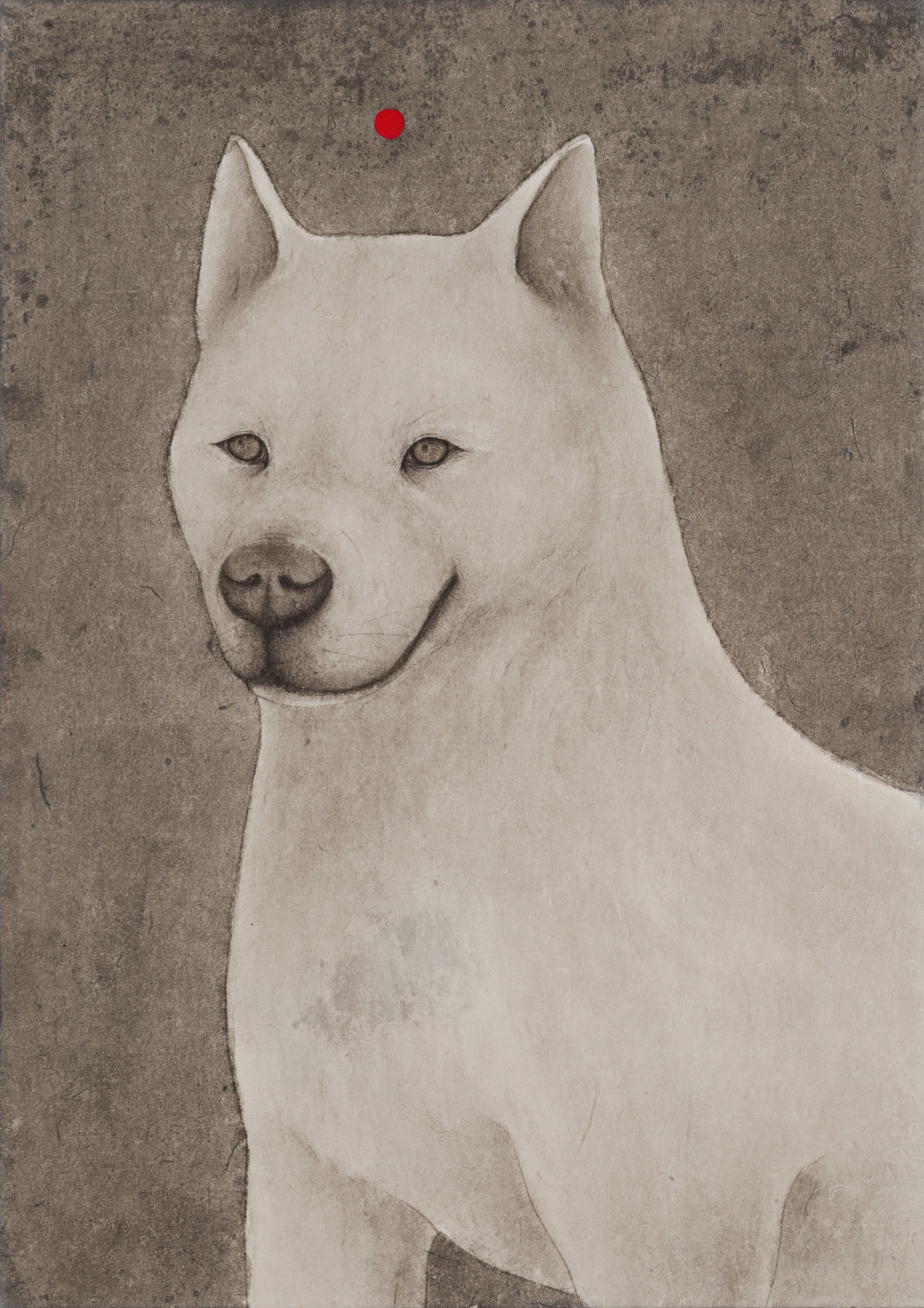 시작과 끝, 2021, 장지에 먹과 스프레이, 42×29.7cm.