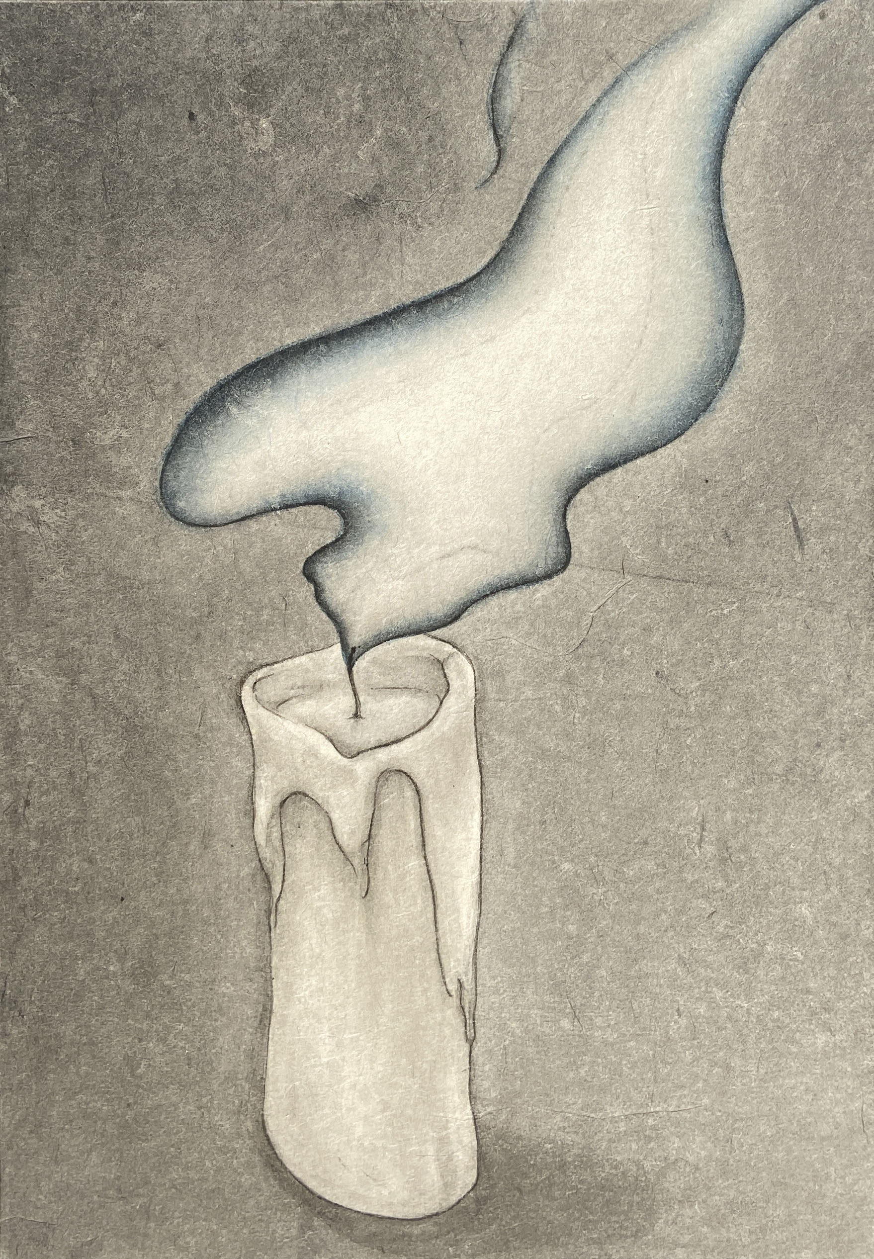 푸른 불, 2021, 장지에 먹과 채색, 34.8×24.2cm.