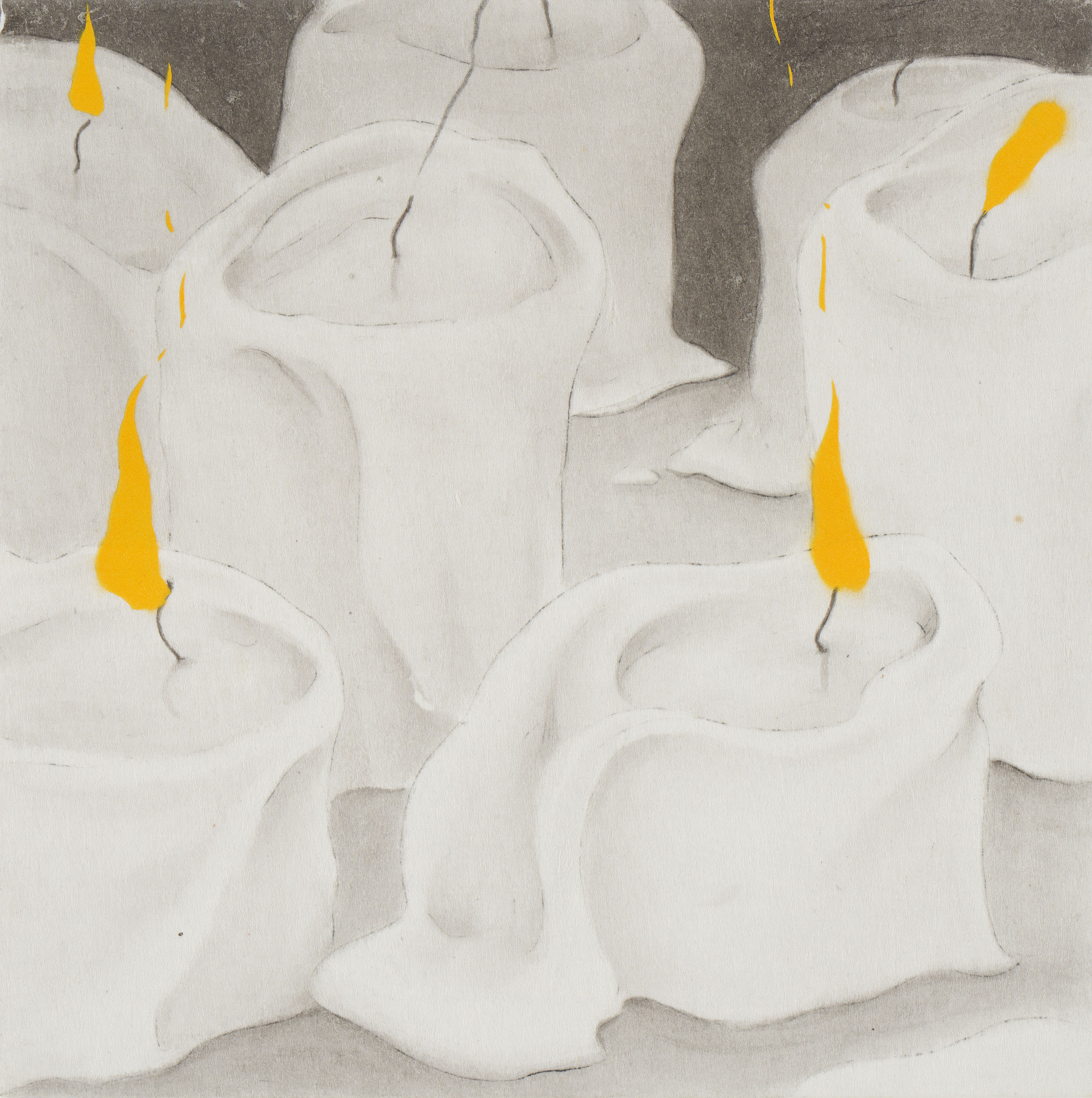 상승, 2022, 장지에 먹과 스프레이, 24×24cm.