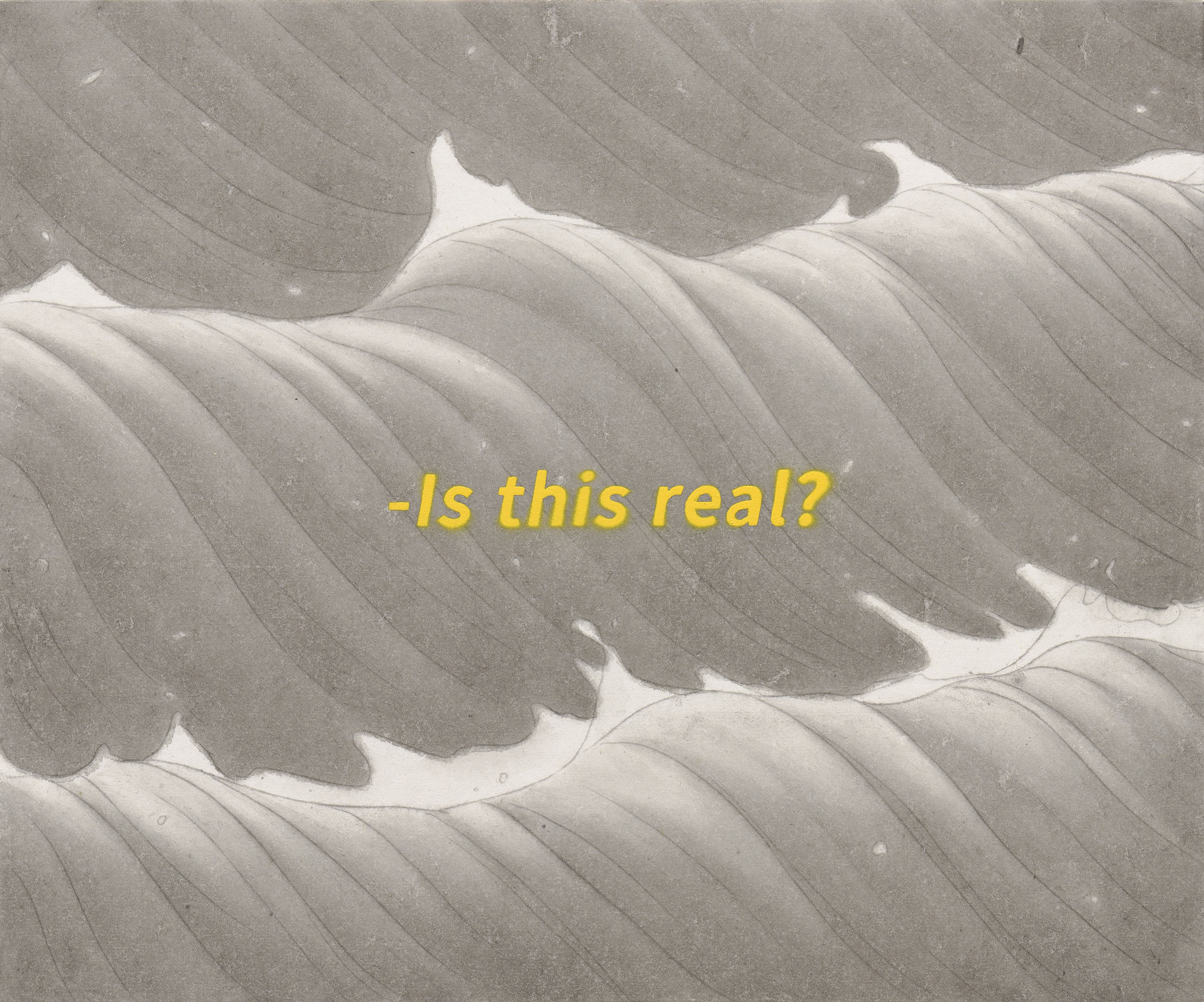 윤슬., 2024, 장지에 먹과 스프레이, 37.9×45.5cm.