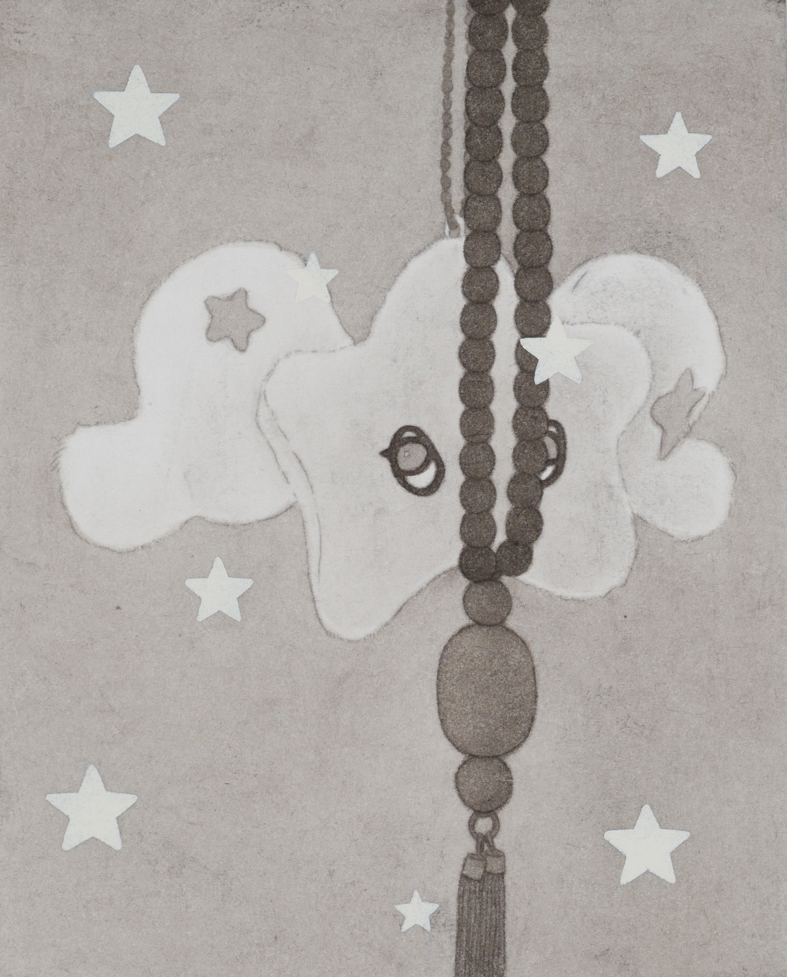 솔코어, 2025, 장지에 먹과 스프레이, 27.3×22cm.