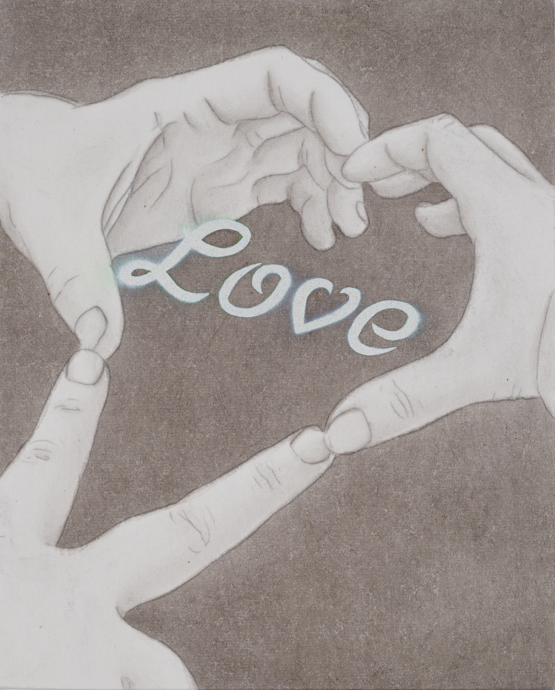 𝓛𝓸𝓿𝓮, 2025, 장지에 먹과 스프레이, 27.3×22cm.